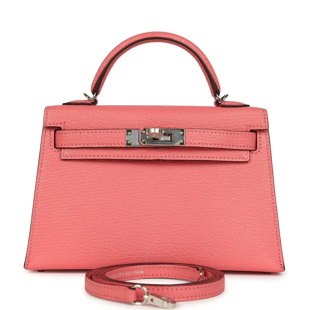 Vorbestellung: Hermès Kelly Sellier 20 Rose Lipstick Chevre Palladium-Hardware