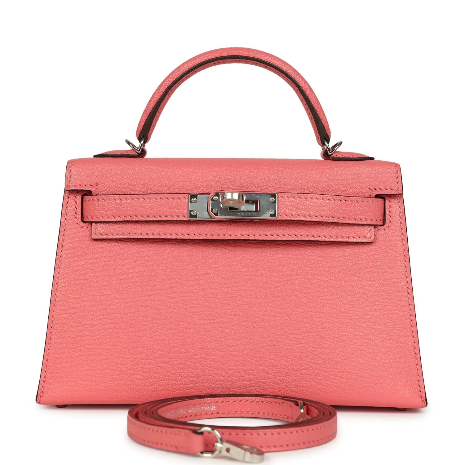 Vorbestellung: Hermès Kelly Sellier 20 Rose Lipstick Chevre Palladium-Hardware