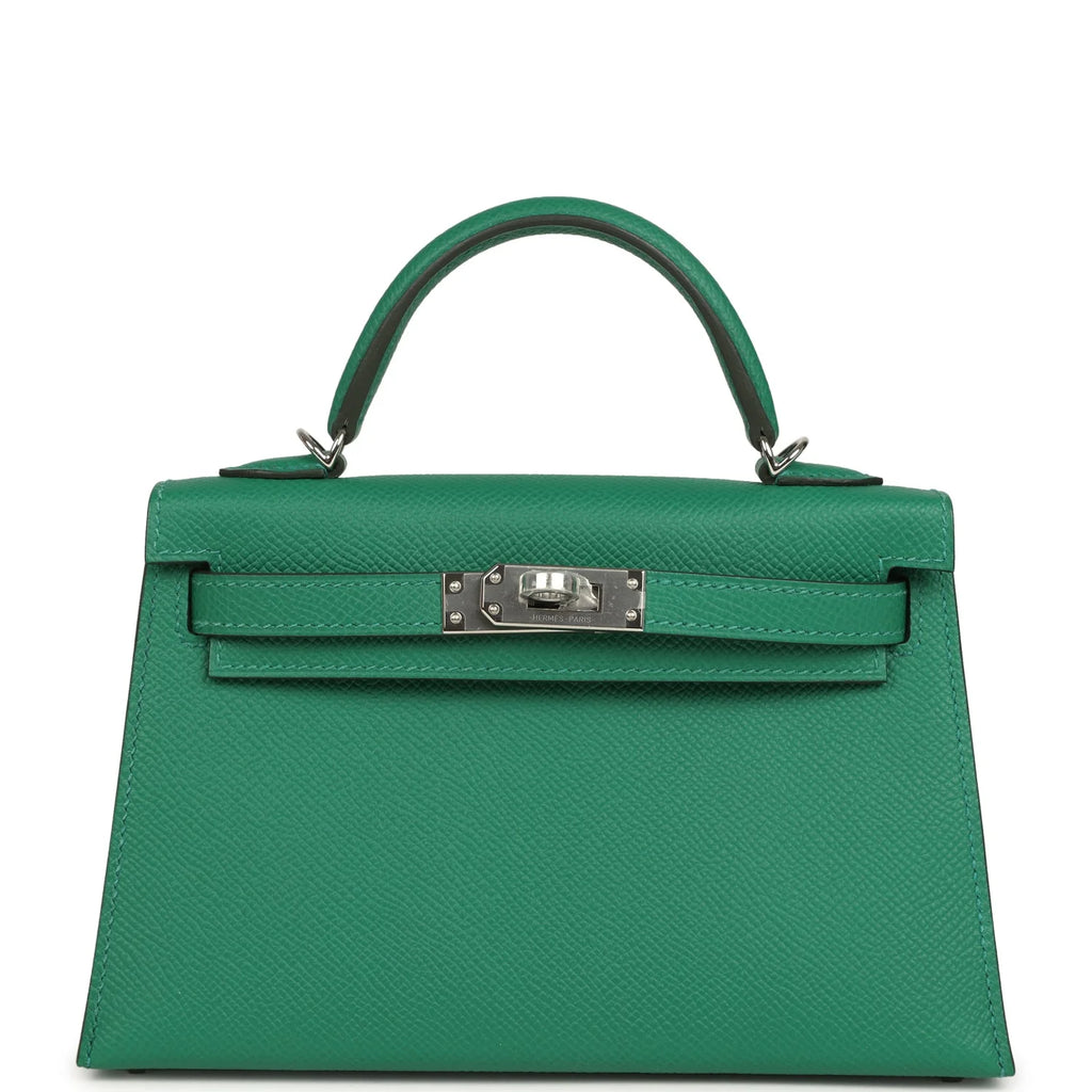 Vorbestellung: Hermès Mini Kelly Vert Vertigo Epsom Palladium Hardware