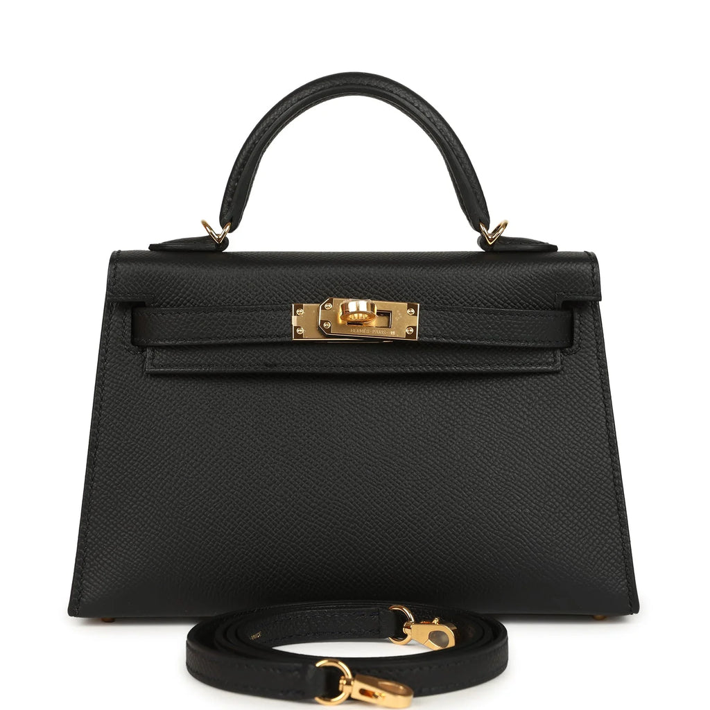 Vorbestellung: Hermès Mini Kelly Schwarz Epsom Goldene Hardware