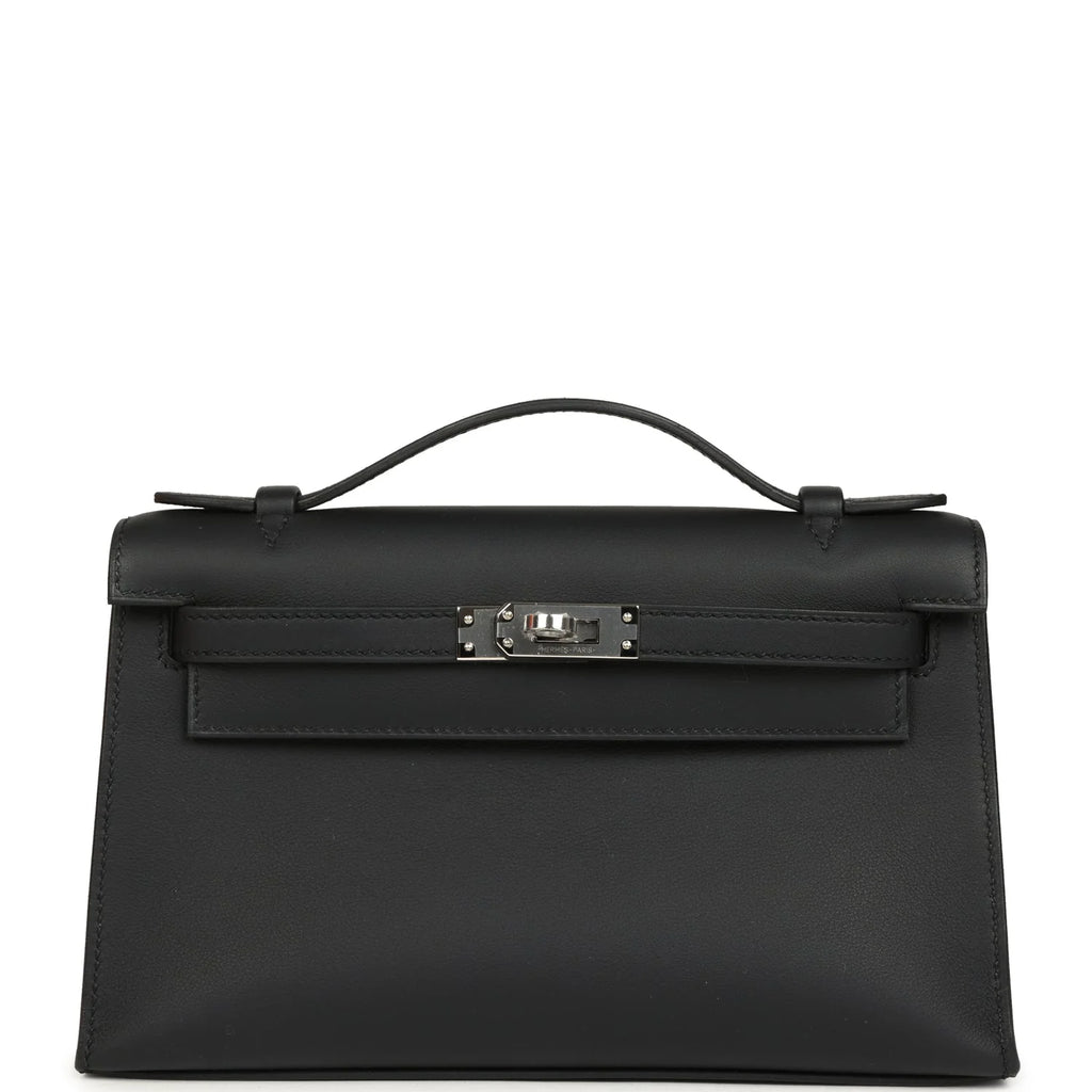 Vorbestellung: Hermès Kelly Pochette Black Swift Palladium Hardware