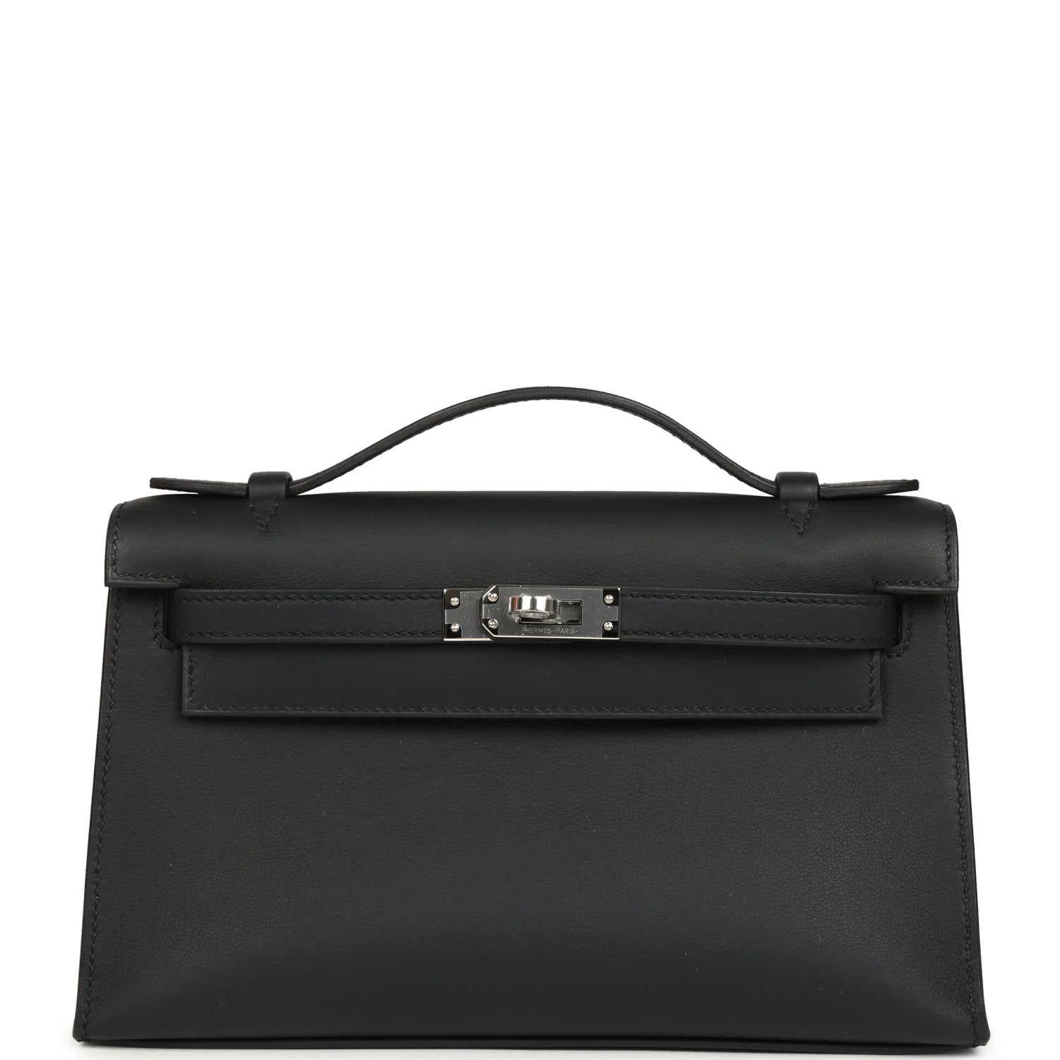 Vorbestellung: Hermès Kelly Pochette Black Swift Palladium Hardware
