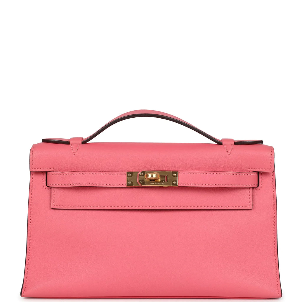 Vorbestellung: Hermès Kelly Pochette Rose Azalee Swift